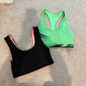 Fabletics Black and Green Sports Bras